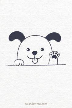 a drawing of a dog with its paw up