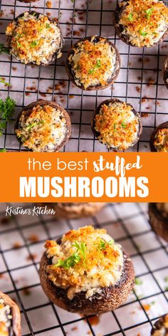 the best stuffed mushrooms recipe on a cooling rack