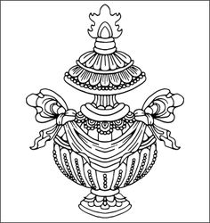 a black and white drawing of a vase