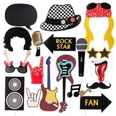 a bunch of different items that are in the shape of a rock and roll sign