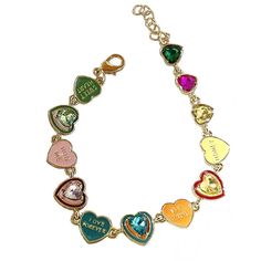 kidcore colorful hearts bracelet boogzel clothing Heart Letters, Letter Bracelets, Sweet Aesthetic, Heart Bracelets, Wrist Chain, Hearts Bracelet, Aesthetic Accessories, Heart Letter, Colorful Hearts