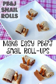 small pieces of food on a plate with the words make easy pretzel roll ups