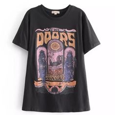 Vintage Style 'Doors - Sat Nite June 15' Crewneck Style Oversized Graphic Band Music T-Shirt. Material: 97% Cotton & 3% Spandex Our Boutique Is Filled With A Curated Collection Of Styles: Spell Gypsy Boho Bohemian Hippie Retro Vintage Handmade Coachella Festival Free People Anthropologie Johnny Was Urban Outfitters Western Aztec Tribal Floral Vacation Fall Winter Spring Summer Casual Mumu Cocktail Love Lemons Coat Cowichan The Doors Band, Free Vibes, Oversized Tee Shirt, Boho Festival Fashion, Mid Length Shorts, Crewneck Style, Wild Free, Black Graphic Tees, Stepping Stone