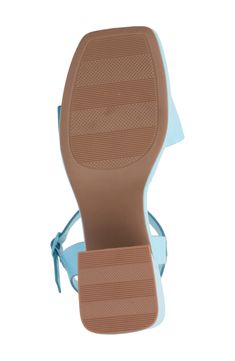 A squared-open toe and a block heel make this sandal a perfectly poised option for any occasion. 3" heel Adjustable ankle strap with buckle closure Textile upper and lining/synthetic sole Imported Blue Synthetic Sandals With Sculpted Heel, Blue Synthetic Sandals With Square Toe, Blue Synthetic Square Toe Sandals, Blue Square Toe Synthetic Sandals, Blue Block Heels With Removable Insole, Blue Sandals With Low Stacked Heel, Blue Sandals With Sculpted Heel And Square Toe, Summer Blue Block Heels With Heel Strap, Blue Open Heel Block Heels With Stacked Heel