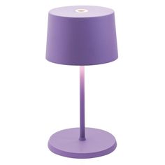 a purple lamp on a white background