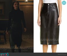 black leather skirt worn by person on the vampire