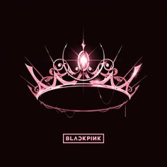 a pink tiara with the word blackpink on it