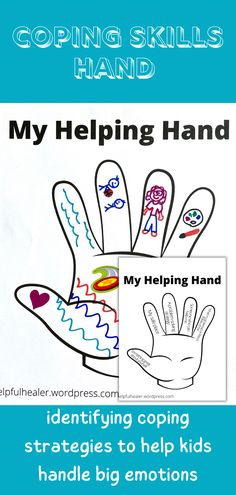 a poster with the words helping hand and an image of a child's hand