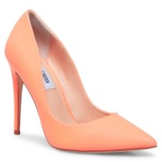 Steve Madden Daisie Pumps In Neon Coral New, Never Worn. Size 8. Steve Madden Black Heels, Black Open Toe Heels, Nude Strappy Heels, Shoes Steve Madden, Beige Heels, Caged Heels, Ankle Strap High Heels, Steve Madden Heels, Neon Coral