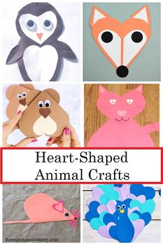 heart shaped animal crafts for kids that are easy to make and great for valentine's day