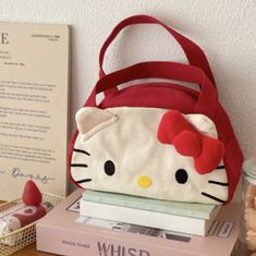 Adorable Red Hello Kitty Makeup Bag - Durable & Spacious Canvas Cosmetic Pouch - Fashion-Forward Portable Toiletry Bag For Girls, Women & Fans - Perfect Travel-Sized Handbag Gift... 7x5" Red Handheld School Bag, Trendy Hello Kitty Pouch Bag, Cute Large Capacity Red Bag, Cute Red Bag With Large Capacity, Hello Kitty Cute Pouch Bag, Cute Hello Kitty Pouch Bag, Cute Red Bags With Large Capacity, Hello Kitty School Pouch Bag, Cute Red Bag For Gift