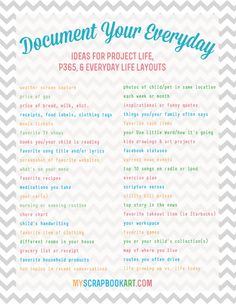 a poster that says document your everyday ideas for project life