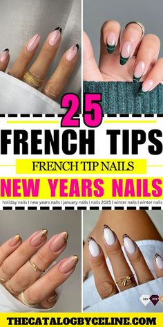 New Years Nails French, Unique French Tip Nails, Nails For January, Winter Nails French, Classic French Tip Nails, Tip Nail Ideas, French Tip Nail Ideas, Firework Nails