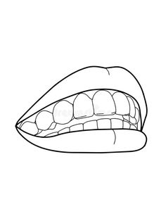 how to draw female mouth Mouth With Teeth, Line Drawing, To Draw, Drawings