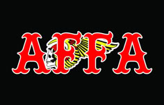 the word afra written in red and black with a skull on it's head