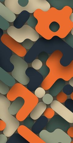 an orange and black abstract background with many smaller circles in the shape of letters that appear to be interlocked together