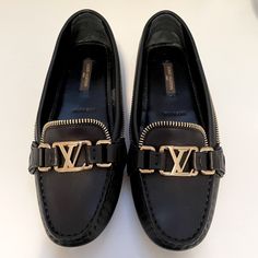 Authentic Louis Vuitton Loafers. Excellent Condition! I Don’t See Any Signs Of Use On The Bottoms. Very Light, Barely Visible Scratch On One Shoe As Shown In Photos. Poshmark Includes Authenticity With A Purchase Of $500 Or More. Box And Bags Are Not Included. #0013 Louis Vuitton Loafers, Louis Vuitton Black, Black Loafers, Louis Vuitton Shoes, Authentic Louis Vuitton, Flat Shoes Women, Loafer Flats, Fashion Shoes, Loafers