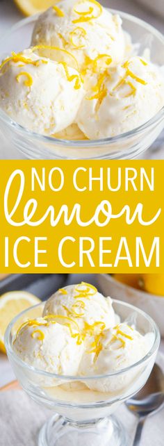 no churn lemon ice cream in a glass bowl