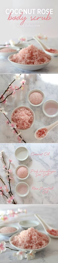 This coconut rose body scrub is the perfect gift for Mom to help her relax and feel beautiful! Rose Body Scrub, Rose Body, Diy Rose