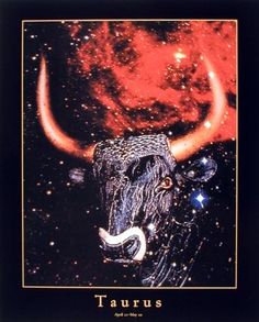 an image of a bull with horns on it's head and stars in the background