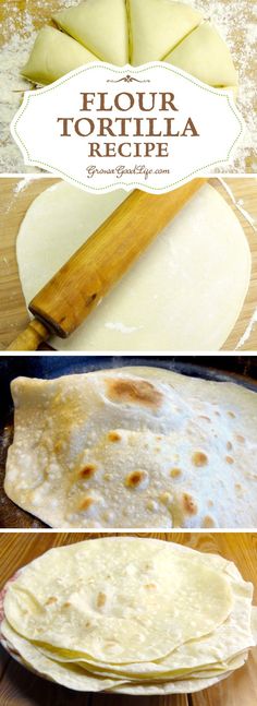 flour tortilla recipe on a wooden cutting board