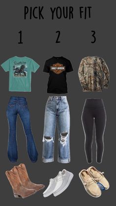 pick your country fit Country Summer Outfits, Cute Western Outfits, Country Western Outfits, Cute Outfits With Jeans