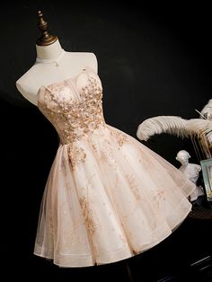 Rose Gold Strapless Homecoming Dresses Sparkly Hoco Dress SD1384 – Viniodress Sparkly Hoco Dress, Champagne Homecoming Dresses, Strapless Homecoming Dresses, Homecoming Dresses Sparkly, Dama Dresses, Mini Prom Dresses, Professional Dress, Tulle Homecoming Dress, Short Homecoming Dress