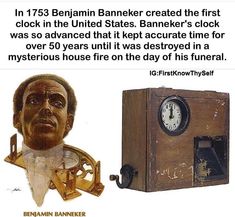 an old time clock next to a wooden box with a drawing of abraham lincoln on it