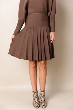 Infinity Skirt in Truffle – Apparalel Infinity Skirt, Pleated Knit, Fit And Flare Skirt, Knit Skirt, Skirt Length, Truffles, Modest Fashion, Extra Long, Lay Flat