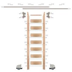 the height of a wooden door with two handles and four bars on each side, as well as measurements