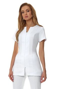 Nurses Uniform Modern, Beauty Salon Uniform Ideas, Nurse Fashion Scrubs, Medical Scrubs Fashion, Modern Uniform, Nurse Dress Uniform, Beauty Uniforms, Spa Uniform, Stylish Scrubs