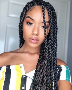 New Hairstyles Black Women Braids, Braids For Summer 2023, Medium Size Senegalese Twist, Medium Size Twist Braids, Hair Twist Styles Black Women, Medium Size Twist, Long Twist Braids Hairstyles