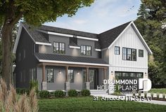 this is an artist's rendering of the modern farmhouse style house plans for your home