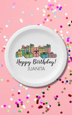 Cute Modern Fun Colorful Happy Birthday Paper Plates Birthday Paper Plates, Birthday Paper