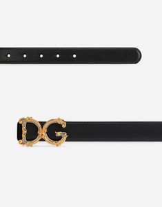 Calfskin belt with baroque DG logo in metallic-finish ABS. Belt panel 25 mm – 1 inch – in width Buckle in metallic-finish ABS Clip closure under buckle Nickel-free buckles and hardware Made in Italy Dg Logo, Black Belt, Belts For Women, Calf Skin, Belts, 1 Inch, Dolce And Gabbana, Black Leather, In Italy