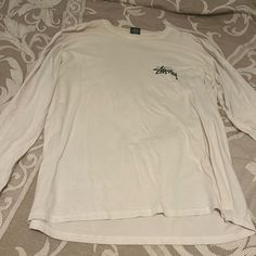 Size Large, Was Too Big For Me So I’m Selling It. No Stains, And Comes From A Smoke Free Home. White Long Sleeve Casual Shirt, White Long Sleeve Casual Top, Shirt Color, Colorful Shirts, Long Sleeve Tees, Long Sleeve Shirts, Tee Shirts, Mens Shirts, Man Shop