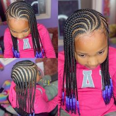 Cornrows Kids Girl Hairstyles, Kid Cornrow Styles, Girls Cornrow Hairstyles For Kids, Scalp Braids For Kids, Braided Cornrow Hairstyles For Kids, Braids For Girls Kids, Cornrow Ideas For Kids, Black Children Hairstyles, Kids Fulani Braids