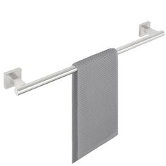 the towel rack has two hooks on it and is made from stainless steel with perfored mesh