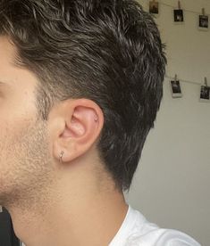 Men With Piercings Ears, Men With Multiple Ear Piercings, Ear Piercings On Men, Men With Pierced Ears, Men's Ear Piercings, Men’s Cartilage Piercing, Men Percinings, Men Cartilage Piercing, Mens Earings Styles