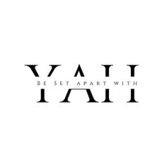 the word yah is written in black on a white background