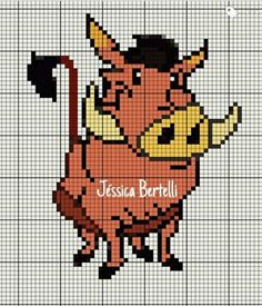 a cross stitch pattern with a cartoon cow wearing a top hat and holding a cane