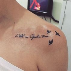 a woman with a tattoo on her shoulder that says, all we got is time