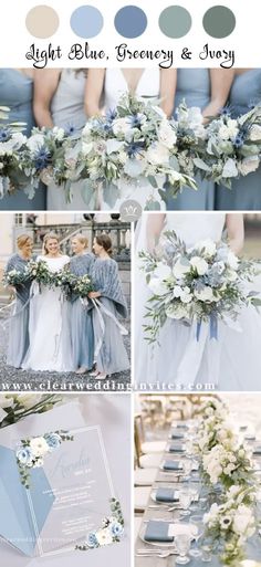 the wedding color scheme is blue and white