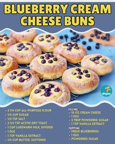 blueberry cream cheese buns recipe poster