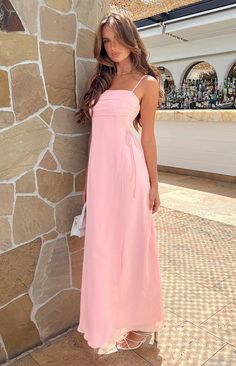 Flossie Pink Maxi Sleeveless Dress – Beginning Boutique US Fancy Summer Dresses Long, Long Baby Pink Dress, Pink Summer Dress Long, Long Flowy Dress Summer, Baby Pink Dress Formal, Simple Flowy Prom Dress, Long Spring Formal Dresses, Soft Pink Maxi Dress, Pink Prom Dresses Simple