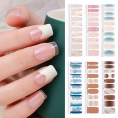 20 UV Semi Cured Gel Nail Stickers Strips Wraps UV/LED Lamp required Manicure Nail Art Sticker, Diy Nail Art, Nail Sticker, Womens Nails, Girls Nails, Lamp Led