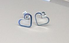 Dainty Heart Earrings-Sterling Silver Heart Earrings Silver, Open Heart Earrings, Sterling Silver Heart Earrings, Gold Heart Studs, Gold Heart Earring, Stud Earrings Silver, Silver Heart Earrings, Simple Stud Earrings, Heart Gifts