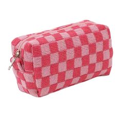 This charming bag seamlessly transitions from makeup organizer to school supplies holder, and more. The classic checkered design in light and dark pink adds a playful touch to your everyday essentials. With a roomy interior and durable construction, it's the perfect blend of fashion and functionality for any occasion. Knitting Storage, Y2k Purse, Cute Makeup Bags, Y2k Accessories, Makeup Brush Storage, Small Cosmetic Bags, Pouch Organizer, Pencil Bags, Travel Toiletries