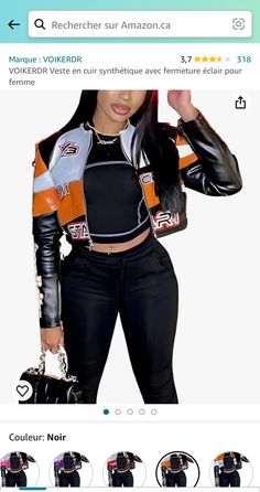 If you want this article click on my pin ! Motorcycle Outfits For Women Baddie, Motorcycle Outfits For Women Casual, Baddie Motorcycle, Summer Motorcycle Outfits For Women, Photoshoot Motorcycle, Motorcycle Outfits For Women, Faux Leather Jacket Women, Short Leather Jacket, Nascar Jacket