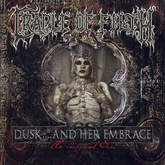 the cover art for cradle of flesh's album dusk and other embrace, featuring a skeleton